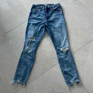 Good American Skinny Jeans Blue Ripped Size 10 high waist